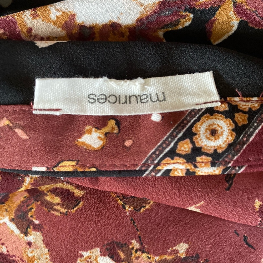 Maurices Burgundy and Gold Patterned Scarf